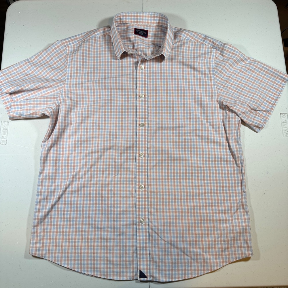 UNTUCKit Shirt Men's Large Pink Blue Gingham Wrinkle Free Button Up Preppy